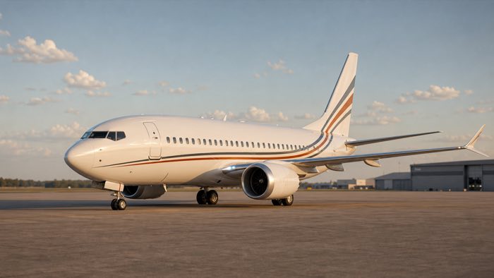Business jet on an airport apron